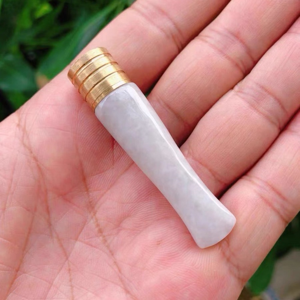 Natural Grade A Type Jadeite Burmese Cigarette holder jade products